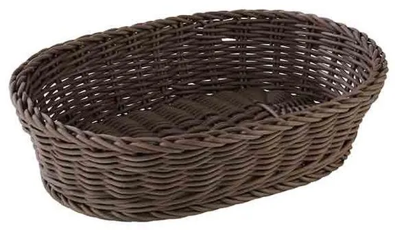 Discontinued: Bread basket, oval, black plastic weave, 32x23xH7 cm