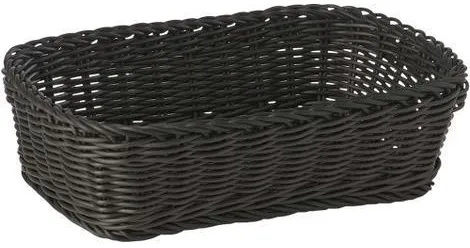 Bread basket, rectangular, black plastic weave, 31x21xH9 cm