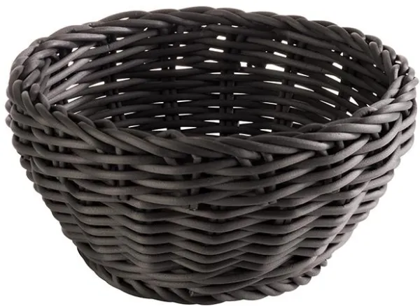 Bread basket, round, black plastic weave, Ø16xH8 cm