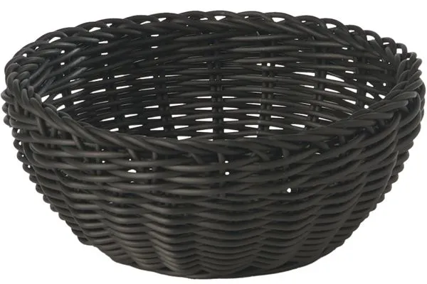 Bread basket, round, black plastic weave, Ø20xH8 cm