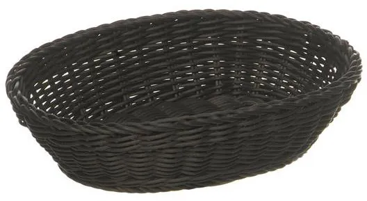 Bread basket, oval, black plastic weave, 25x19xH6.5 cm