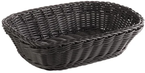 Discontinued: Bread basket, rectangular, black plastic weave, 26.5x19xH7 cm