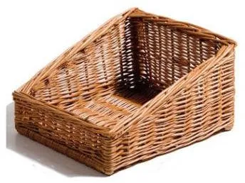 Bread basket, rectangular, handmade brown weave, 30x35x19 cm, front 9 cm