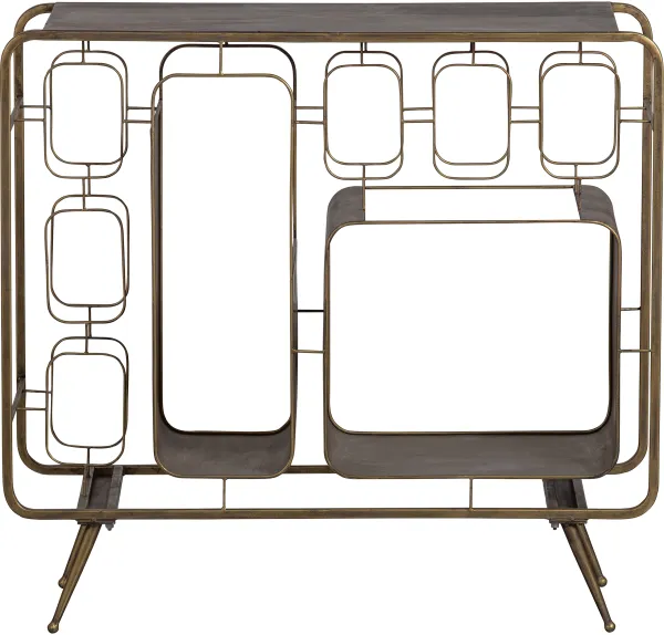 BEPUREHOME Collection wine rack with space for 8 wine bottles - antique brass iron (H:80.5)